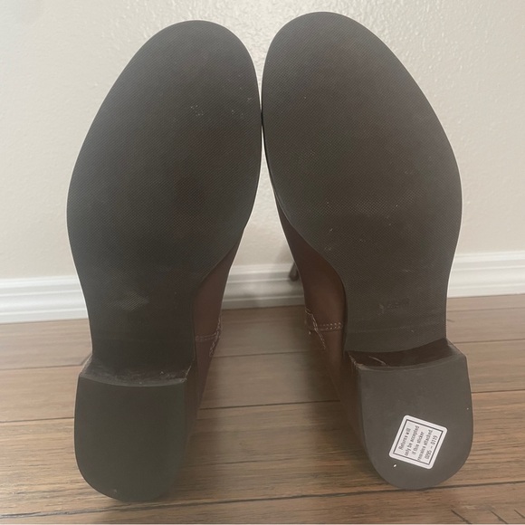 Tory Burch tan brown Leather Knee-High Boots zip up boots fall boots block heel - Picture 8 of 16